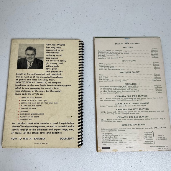 VTG Lot of 2 Canasta Items Book & Score Sheets 1949 Oswald Jacoby - Picture 4 of 10